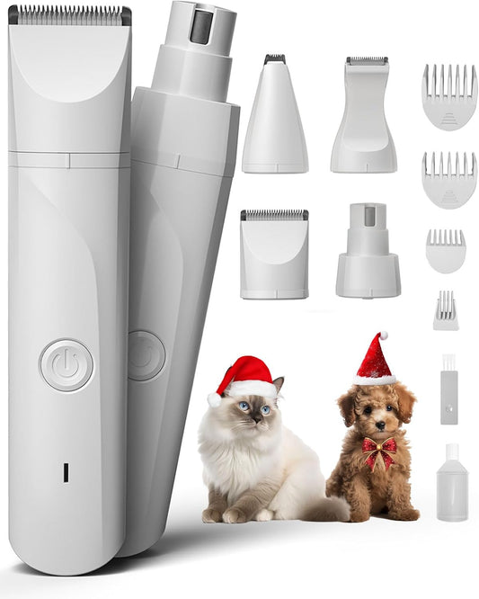 Small Dog Paw Trimmer for Grooming Electric Cordless Low Noise for Trimming Pet'S Hair 4 in 1 Quiet Cordless Dog Clippers Nail Grinder Shaver for Small Pets