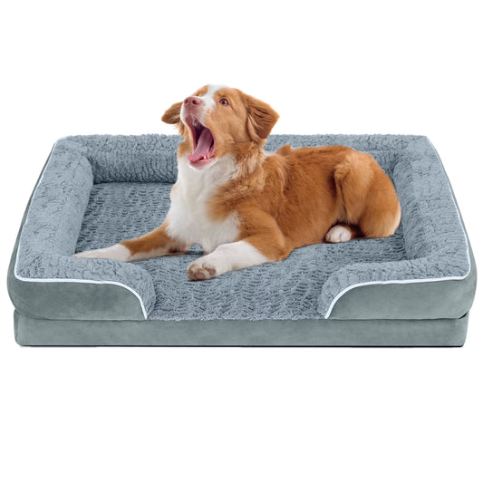 Large Dog Bed for Large Dogs Waterproof Orthopedic Dog Sofa Bed Non Slip Pet Couch with Removable Washable Cover Supportive Foam M to XXL, Gray