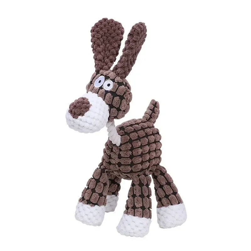 Plush Dog Toy Animals Shape Bite Resistant Squeaky Toys Corduroy Dog Toys for Small Large Dogs Puppy Pets Training Accessories