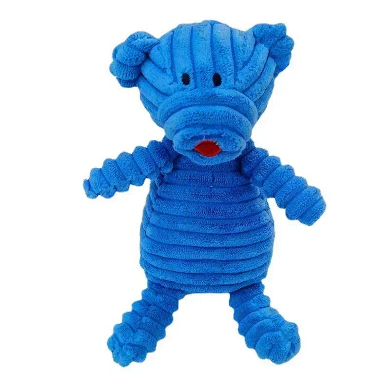 Plush Dog Toy Animals Shape Bite Resistant Squeaky Toys Corduroy Dog Toys for Small Large Dogs Puppy Pets Training Accessories