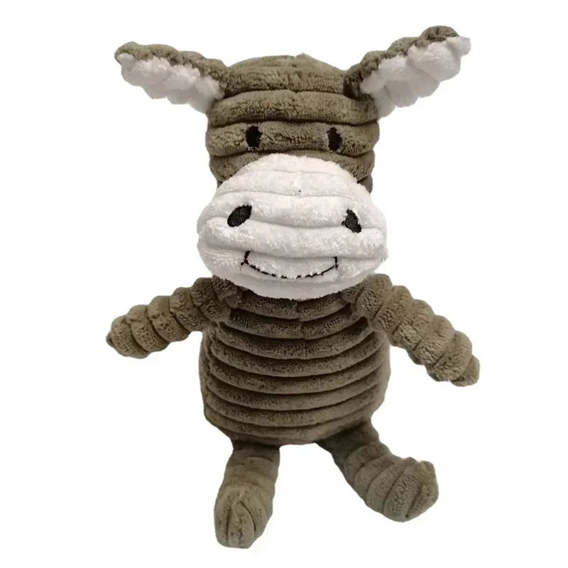 Plush Dog Toy Animals Shape Bite Resistant Squeaky Toys Corduroy Dog Toys for Small Large Dogs Puppy Pets Training Accessories